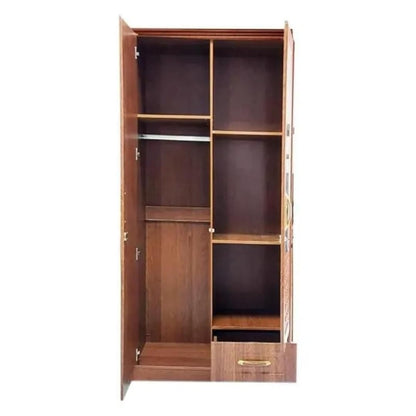 ALWASIT HOME Mehruddin 2 Door Wooden Wardrobe With Mirror with One Lockable Drawer (Without assembly, White)