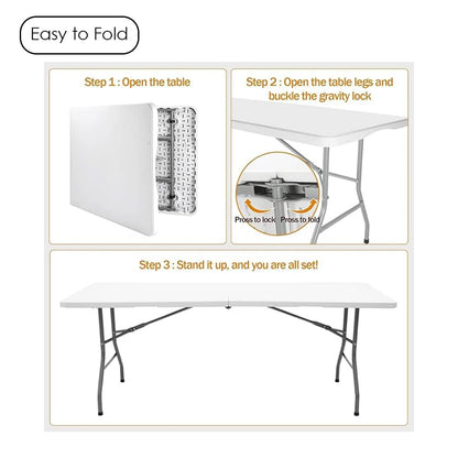 HEXAR Heavy Duty Multipurpose Folding Table Portable Folding Table Picnic Dining table Ideal for Indoor and Outdoor Events Light and Durable Convenient Carry Handle (L122 x W60 x H74 CM)