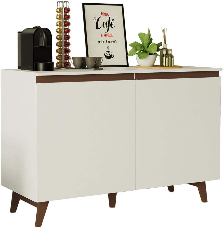 MADESA Coffee Table Sideboard with 2 Doors for Kitchen, Wood - 120 W x 83 H x 52 D Cm - White