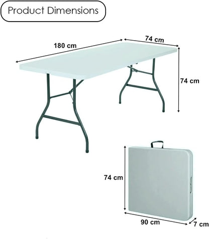 HEXAR Heavy Duty Multipurpose Folding Table Portable Folding Table Picnic Dining table Ideal for Indoor and Outdoor Events Light and Durable Convenient Carry Handle (L122 x W60 x H74 CM)