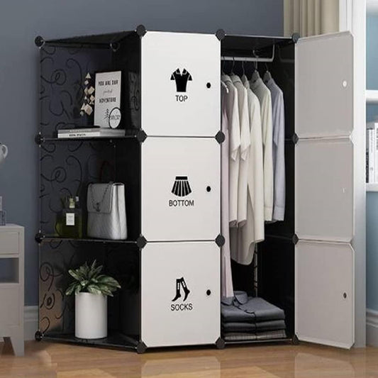 Kutis Hallway Furniture Bedroom Modern Wardrobes Cabinets Closets Garment Simple Storage Cabinet Plastic Organizer Box Storage Locker 110 x 47 x 110 cm