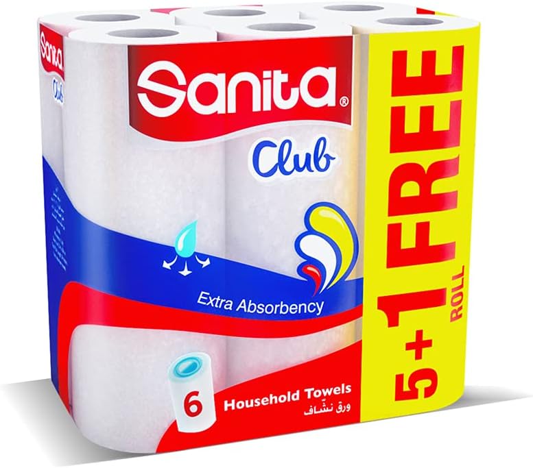 Sanita Club Household Towels - 5+1 Rolls, White