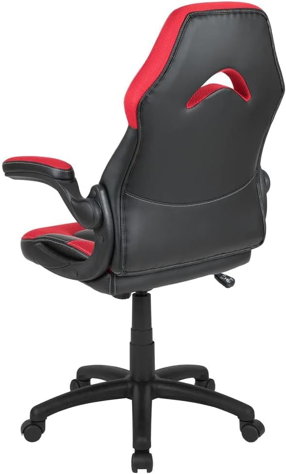 Flash Furniture X10 Gaming, Racing Office Ergonomic Computer PC Adjustable Swivel Chair with Flip-up Arms, Gray/Black LeatherSoft