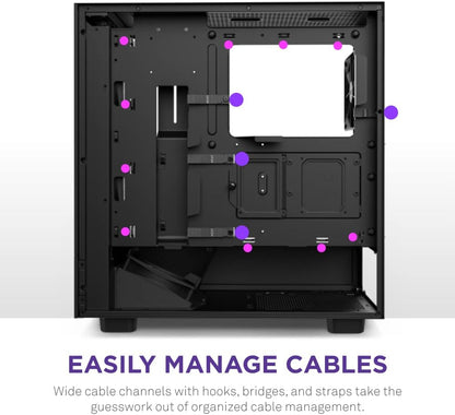 NZXT H5 Flow Compact ATX Mid-Tower PC Gaming Case – High Airflow Perforated Front Panel – Tempered Glass Side Panel – Cable Management – 2 x 120mm Fans Included – 280mm Radiator Support – White