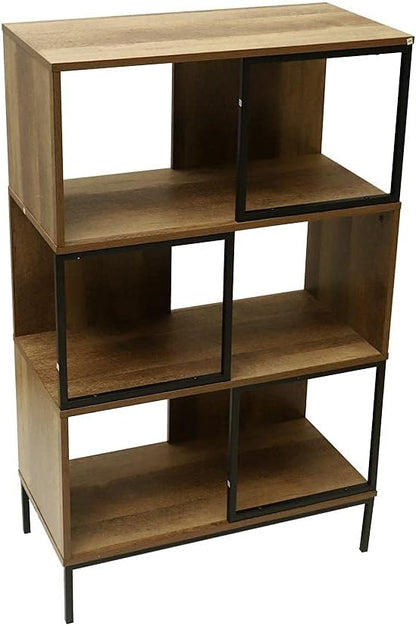 YAHOME 3 Tier Book Shelf File Magzine Newspaper Organizer With Large Storage Compartments Bookcase with Legs for Bedroom,Living Room,Office Decor