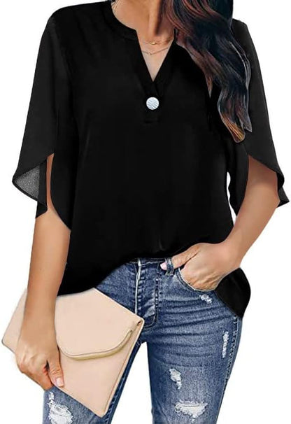 Womens Clothes Fashion Women Shirt V Neck Shirts Summer with Short Sleeve