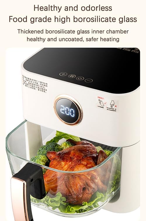 Air Fryer 6L Glass with Touch Screen, Self Timer, and 8 Cooking Presets Transparent Dishwasher-Safe XL Air Fryers 4.2L Basket Size - OSH ®