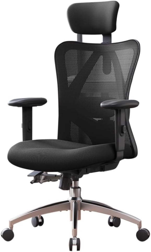 SIHOO M18 Office Chair Ergonomic Office Chair, Breathable Mesh Design High Back Desk Chair with Adjustable Headrest and Lumbar Support (Black）