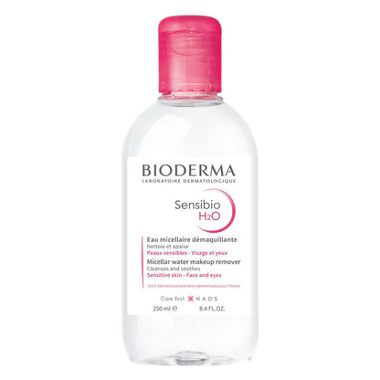 Bioderma Sensibio H2O Soothing Micellar Cleansing Water and Makeup Removing Solution for Sensitive Skin - Face and Eyes - 3.33 Fl Oz (Pack of 3)