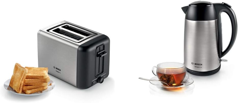 Bosch DesignLine Stainless Steel Toaster, Two Slice - Silver, TAT3P420GB