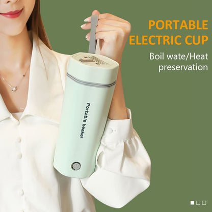 Portable Electric Kettle for Boiling Water 350ML Travel Beaker Tea Kettle Hot Water Boiler Stainless Steel Automatic Shut Off for Making Tea Coffee Baby Milk