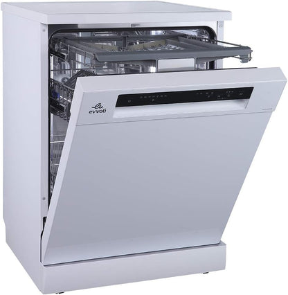 evvoli Dishwasher 12 place setting, 6 programs, 2 Rack Levels, 11 L,High Energy Efficiency, Quiet, Silver EVDW-122S