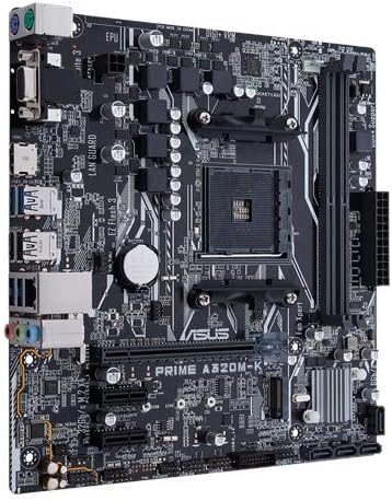 ASUS PRIME A320M-K (AMD A320) AM4 uATX motherboard with LED lighting, DDR4 3200MHz, 32Gb/s M.2, HDMI, SATA 6Gb/s, USB 3.0 - CaveHubs