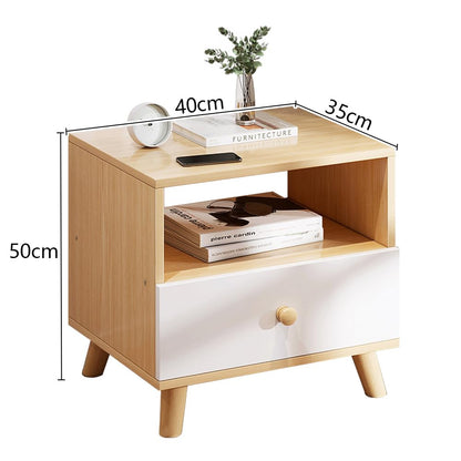 NightStand, Mid-Century Modern Bedside Tables with Storage Shelf and Drawer, Sofa Side Table for Living Room, Small Side Table, Night Stand for Bedroom (40 * 35 * 50cm)