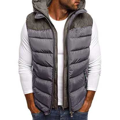 Long Men Men's Hoodie Autumn Winter Zipper Fashion Color Vest Top Coat Synthetic Jacket