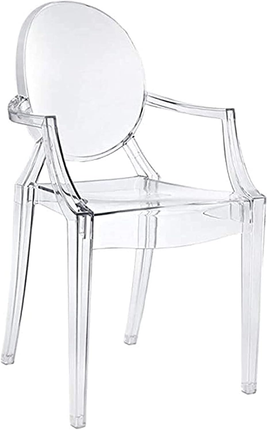 LANNY Casper Modern Acrylic Stacking Kitchen and Dining Room Chair in Clear - Fully Assembled (No Arm Chair)