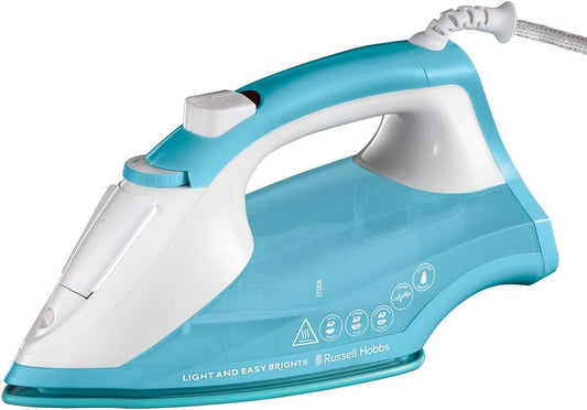 Russell Hobbs (26482) Light & Easy Brights Steam Iron - Durable Soleplate, 115g Steam Shot, 35g Continuous Steam, Aqua - 1-Year Warranty