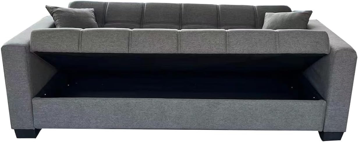 Karnak Alba Sofa Cum Bed I Sleeping Fabric Sofa I Three Seat Sofabed I Modern Design Living Room Sofa K-S399 (Grey)