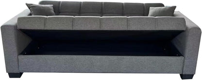 Karnak Alba Sofa Cum Bed I Sleeping Fabric Sofa I Three Seat Sofabed I Modern Design Living Room Sofa K-S399 (Grey)