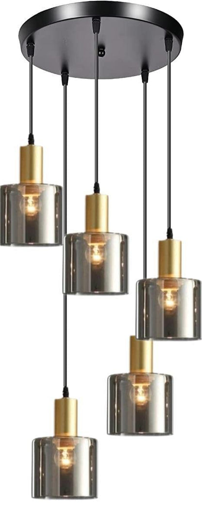 HUA QIANG WANG 3-Light Smoke Gray Glass Pendant Light,Modern Glass Hanging Light Chandelier for Living Room Dining Room Bedroom Kitchen Island