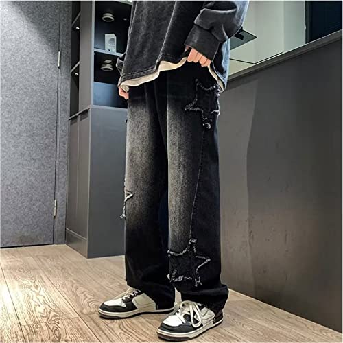 FantasyGears Y2k Jeans Men Grunge Hip Hop Baggy Pants Straight Leg Graphic Denim Joggers Loose Goth Trousers Streetwear