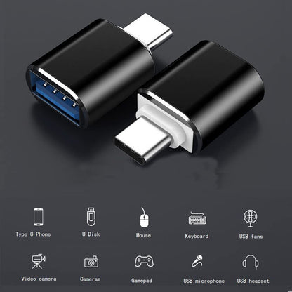 USB Type-C to USB.0 Adapter Pack of 2 USB C Male to USB3.0 Female Adapter Compatible with MacBook Pro 2023 iMac iPad Mini 6/Pro (Black)