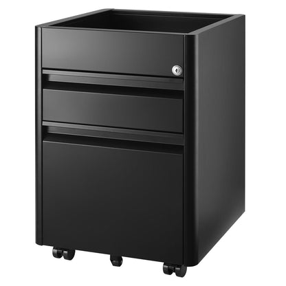 Godappe 2 Drawer Metal File Cabinet, Metal Mobile Filing Cabinet Under Desk Storage with Lock and Top Storage Shelf, Locking Office Rolling Cabinets for Legal/Letter/A4 Size, Pre-Assembled, Black