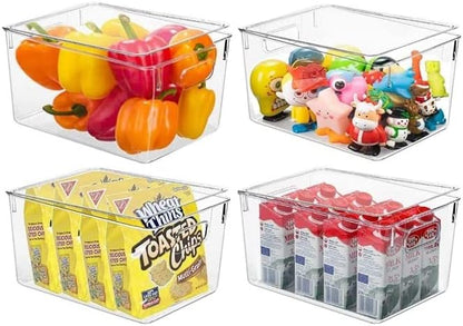 Clear Storage Bins With Lids, Plastic Storage Bins, Food Storage Organizer, Kitchen, Pantry and Fridge Organizers (Large 6 pack)