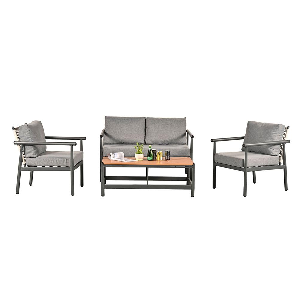 Danube Home Lenox Outdoor Sofa Set | Frame Garden Furniture I Modern Design Lounge Sofa Sets | Set of Outdoor Seating Table And Chairs For Patio Balcony Lawn Yard