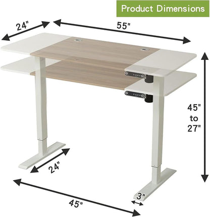 COOLBABY Electric Height Adjustable Standing Desk,55 x 24 Inches Stand Up Desk Workstation, Splice Board Home Office Computer Standing Table Ergonomic Desk