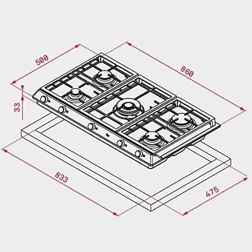 Teka Ex 90.1 5G Ai Al Dr Ci Gas Hob With 5 High Efficiency Burners And Cast Iron Grills In 90 Cm Of Natural Gas"Min 1 year manufacturer warranty"