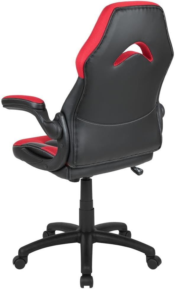 Flash Furniture X10 Gaming, Racing Office Ergonomic Computer PC Adjustable Swivel Chair with Flip-up Arms, Gray/Black LeatherSoft