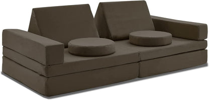 Poppins Furniture Kids Couch Play Couch 10pcs Sofa Set (Sand Beige)