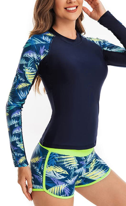 CCAKXCJJ Womens Two Piece Rash Guard Long Sleeve Swimsuit UV UPF 50+ Zipper Athletic Swimwear Sports Surfing Bathing Suit