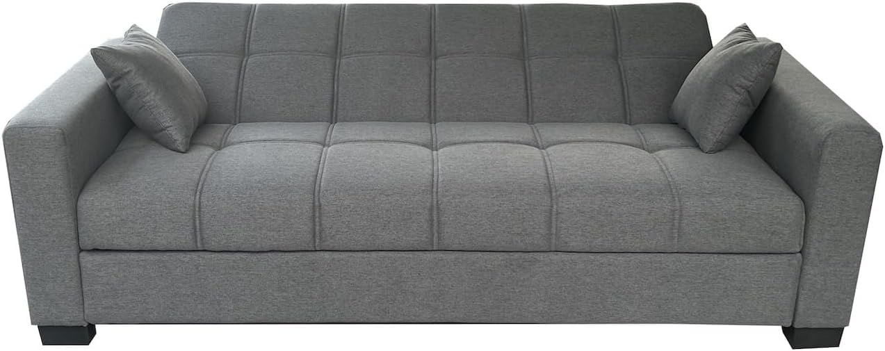 Karnak Alba Sofa Cum Bed I Sleeping Fabric Sofa I Three Seat Sofabed I Modern Design Living Room Sofa K-S399 (Grey)