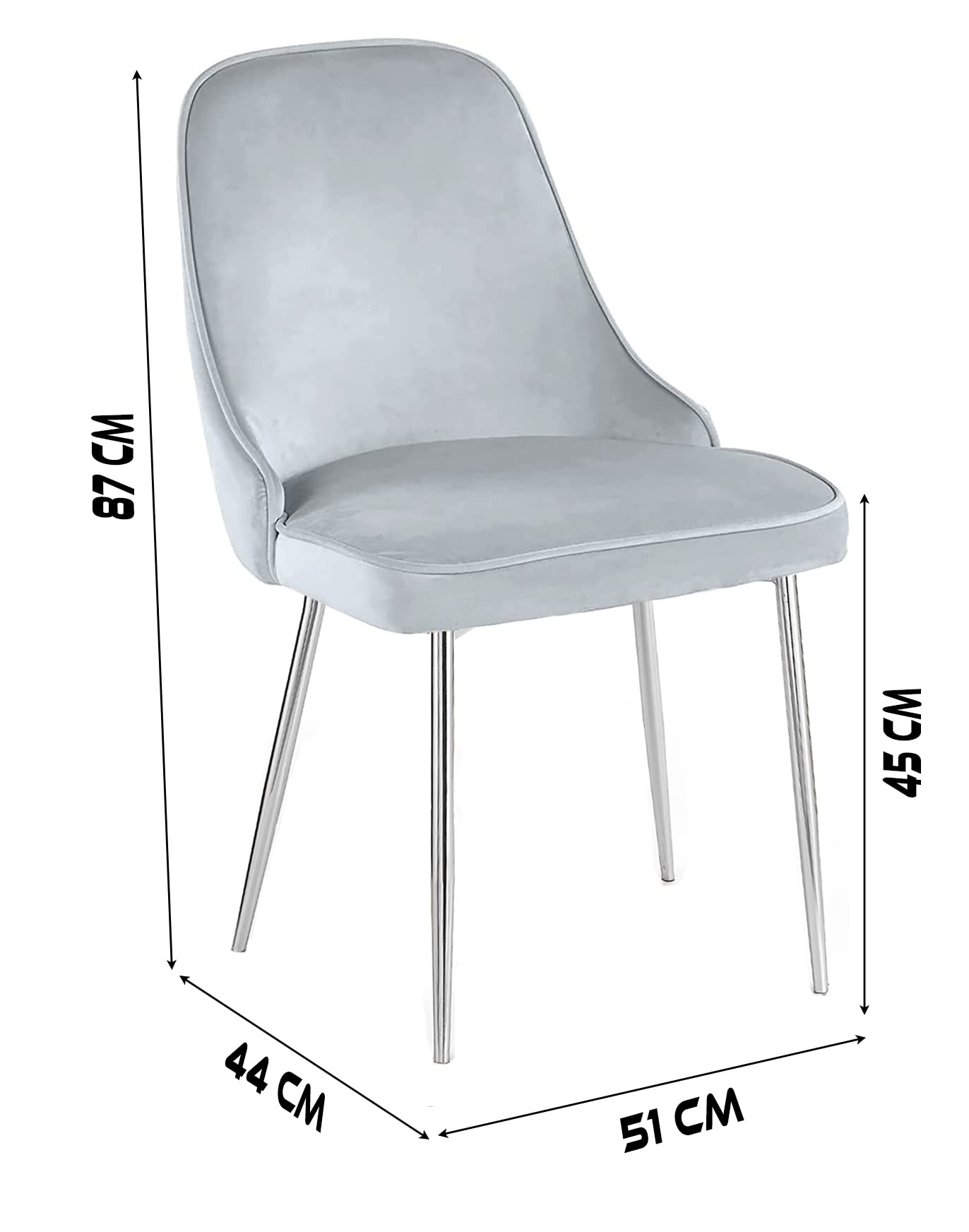 Dining Room Chairs Living Room Silver Legs Chair Velvet Fabric Chair For Office Visitor and Hotel Restaurant - Light Grey (Light Grey)