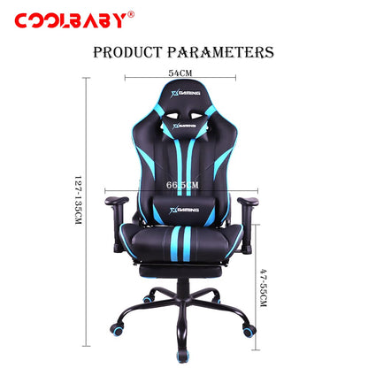 COOLBABY Gaming Chair LED Light Racing Chair,Ergonomic Office Massage Chair,Lumbar Support and Adjustable Back Bench,Bluetooth Speaker…