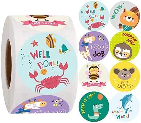 PREMIFY Animal Reward Stickers, 2000pcs 1inch Stickers for Kids with Positive Words, Teachers/Teaching School Supplies for Encouragement, Potty Training/Rewards/Behavior/Motivational Stickers