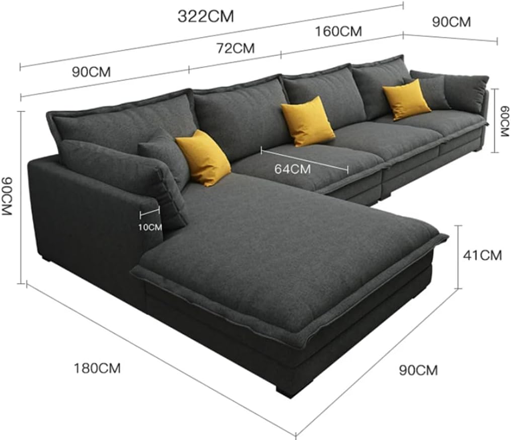 Modern L Shaped Sectional Sofa Set with Innovative Technology Cloth for Lounge Living Room Furniture (Left, Dark Grey)