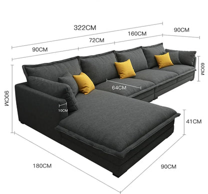 Modern L Shaped Sectional Sofa Set with Innovative Technology Cloth for Lounge Living Room Furniture (Left, Dark Grey)