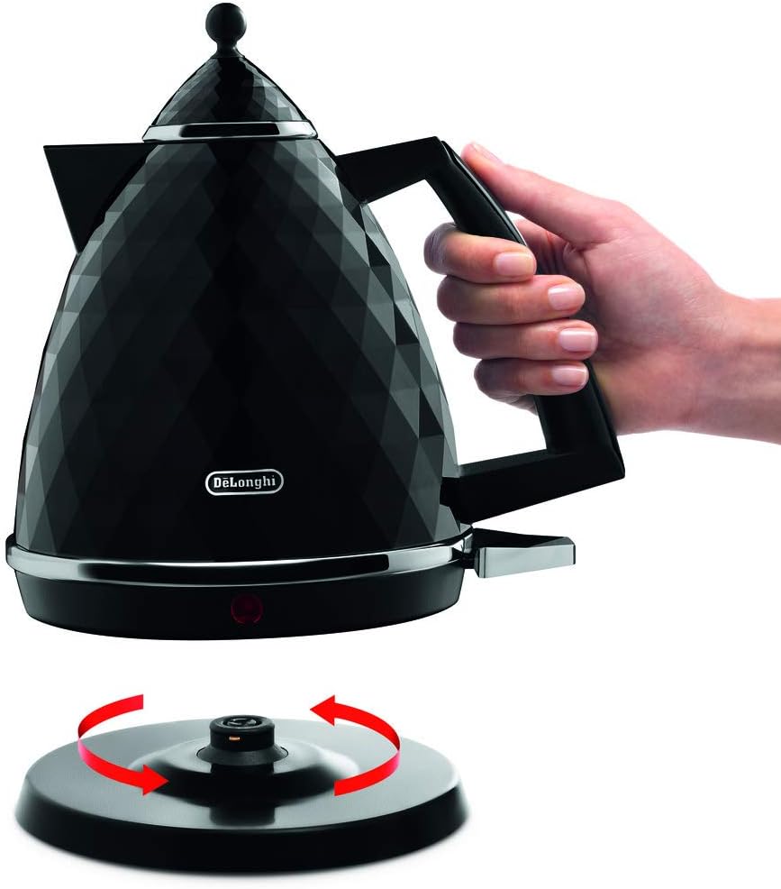 De'Longhi Brilliante Kettle, anti-scale filter, 1.7 Liters, 360° swivel base, KBJ3001BK, Black