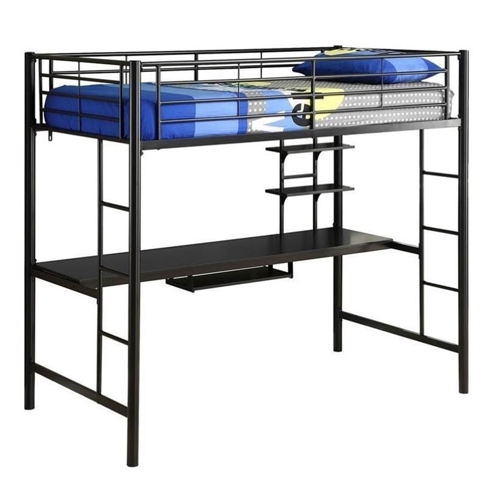 Walker Edison Elodie Urban Industrial Twin over Twin Metal Bunk Bed, Twin over Twin, White