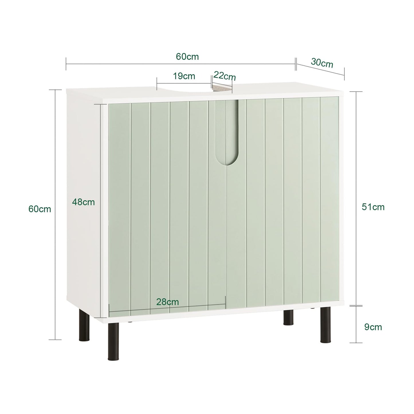 SoBuy (UAE STOCK) BZR137-GR Bathroom Tall Cabinet Bathroom Storage Cabinet with Laundry Basket White and Light Green W31 x D30 x H167cm (basin cabinet)