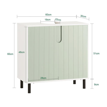 SoBuy (UAE STOCK) BZR137-GR Bathroom Tall Cabinet Bathroom Storage Cabinet with Laundry Basket White and Light Green W31 x D30 x H167cm (basin cabinet)