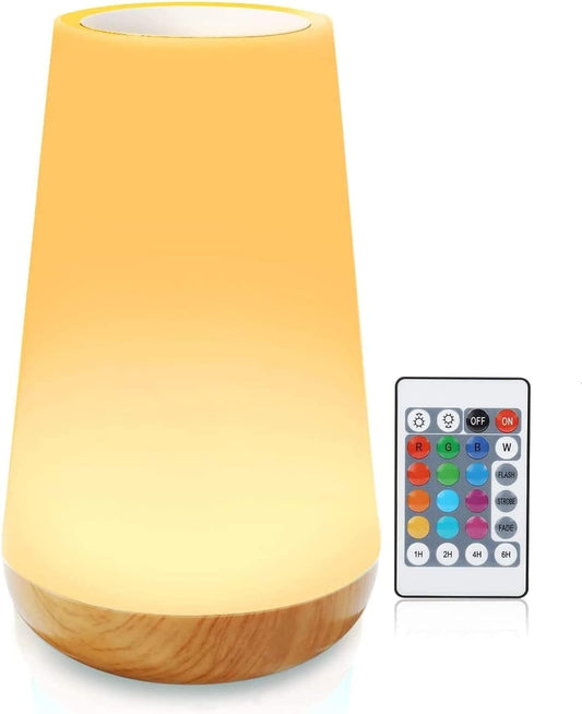 SKY-TOUCH Touch Lamp, Night Light Bedroom Bedside Lamp Dimmable Color Night Lamp with Touch Control Adjustable Brightness Remote Control for Bedroom, Kid's Room and Living Room, USB rechargeable