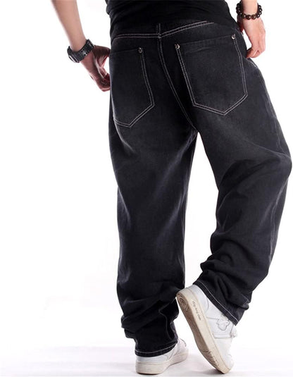 LUOBANIU Men's Vintage Hip Hop Style Baggy Jeans Denim Loose Fit Dance Skateboard Pants