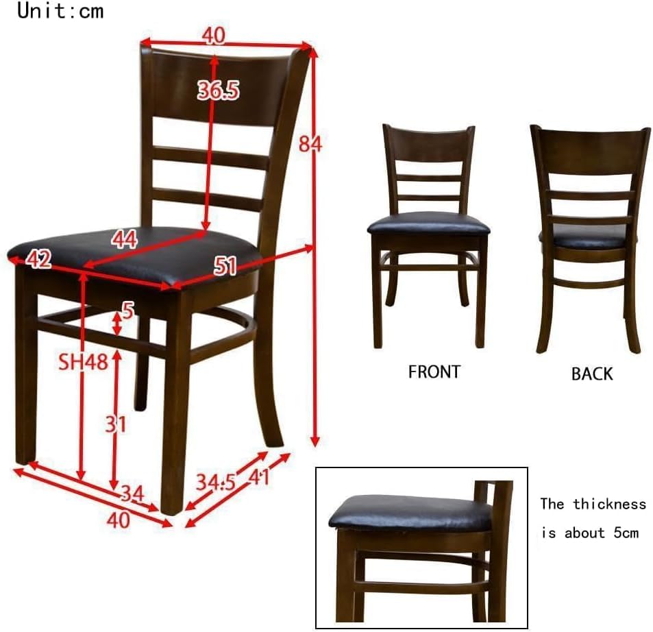 Dining Chair with Solid Wood Frame and Legs,PU Laether Seat Material,for Living Room, Kitchen,Restaurant (four chairs)