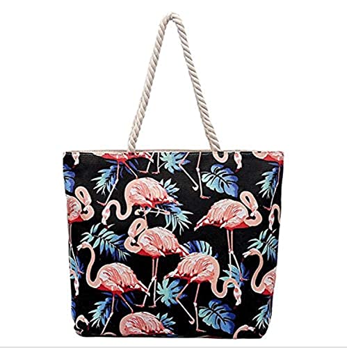 Fashion Flamingo Printed Canvas Shopping Bags Animal Design Beach Bag For Women Tote Bags Casual Handbags Gifts