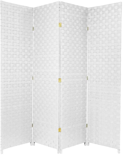 Karnak 4-Panel Room Dividers and Folding Privacy Screens Partition Walls for Bedroom Rattan Screen Divider Portable Freestanding Privacy Wall (White)