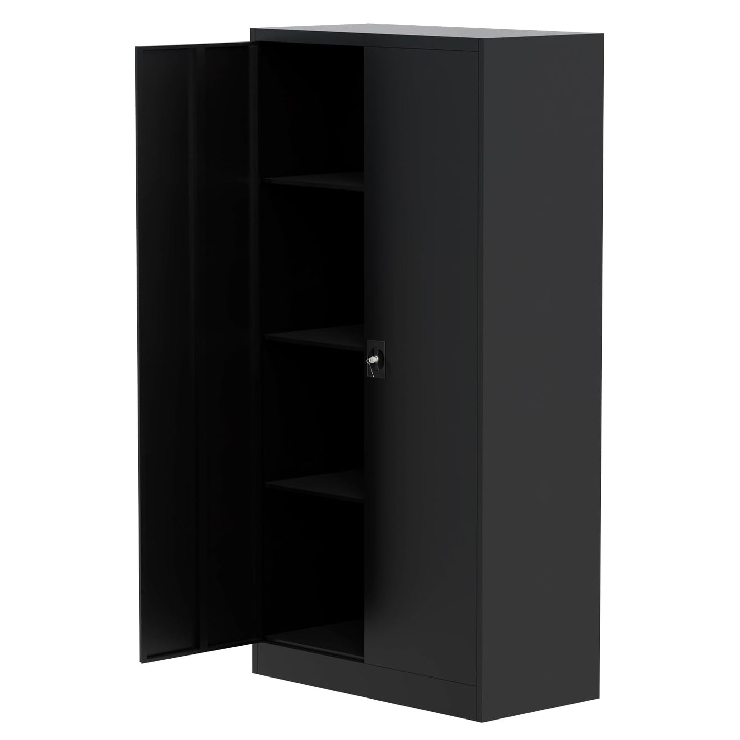 Mahmayi Godrej Full HT Steel and Glass door height adjustable with sliding door Filing Cabinet and bookshelf - Black